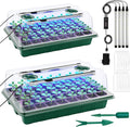 2 Packs Starter Tray with Grow Light, 80 Cells Seed Starter Kits with Humidity by NEWTKITS