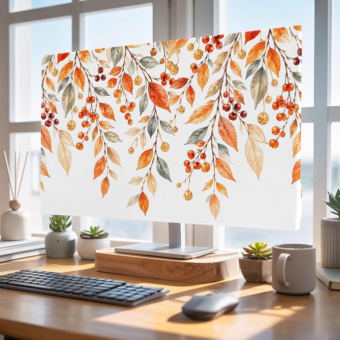 Autumn Leaves Orange Watercolor Indoor TV Cover, Elastic TV Screen Protector - Image 5