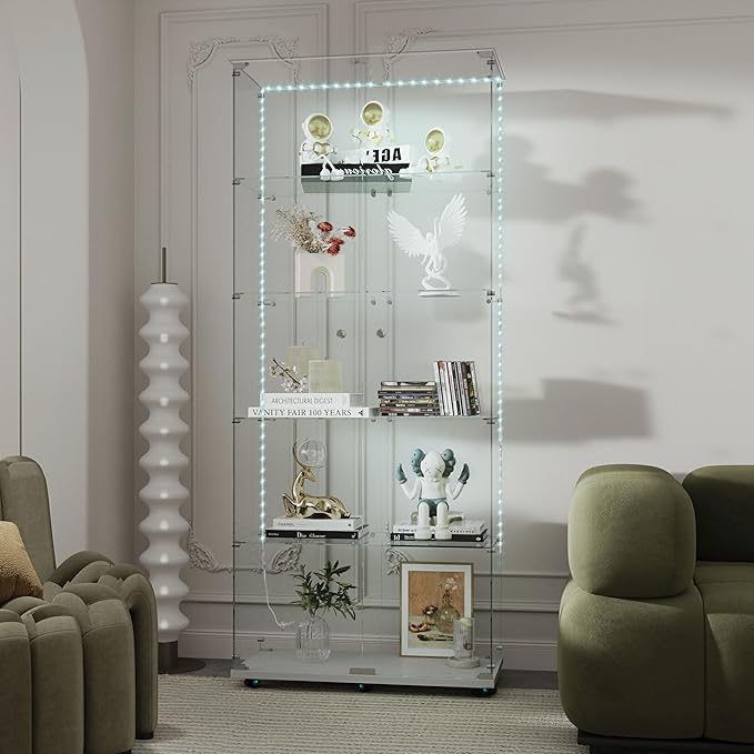 Yoluckea 5 Tiers Glass Display Cabinet by Yoluckea
