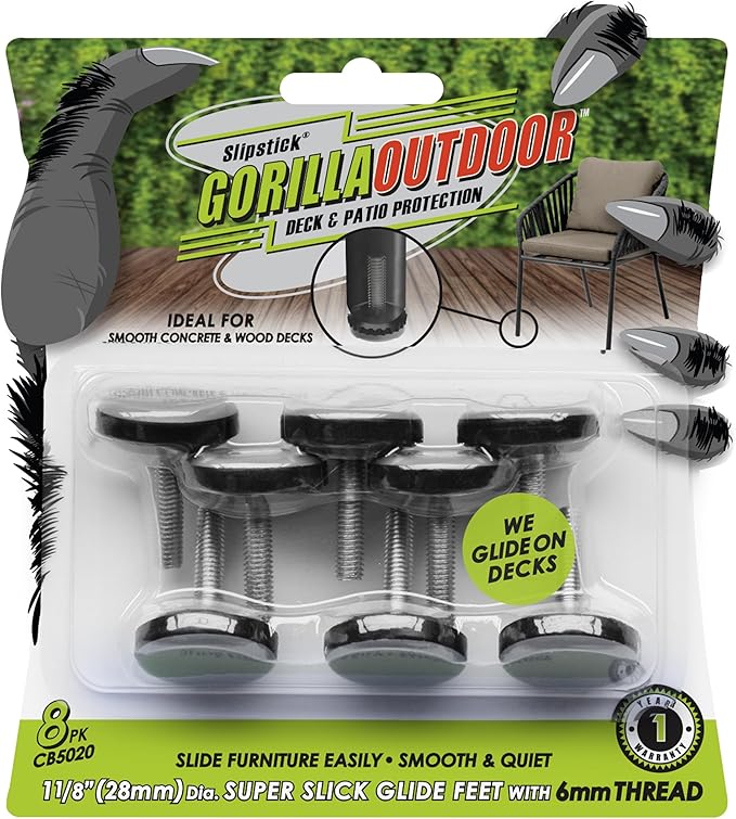 Slipstick Gorilla Outdoor Adjustable Furniture Levelers Weatherproof Screw in by Slipstick