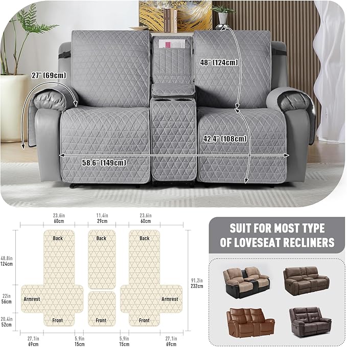 TAOCOCO 100% Waterproof Loveseat Recliner Couch Sofa Covers - Image 3