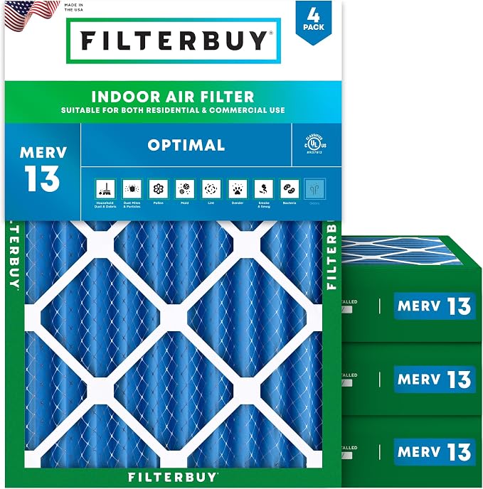 Filterbuy 18x20x4 Air Filter MERV 13 Optimal Smoke & Allergy Defense, by Filterbuy