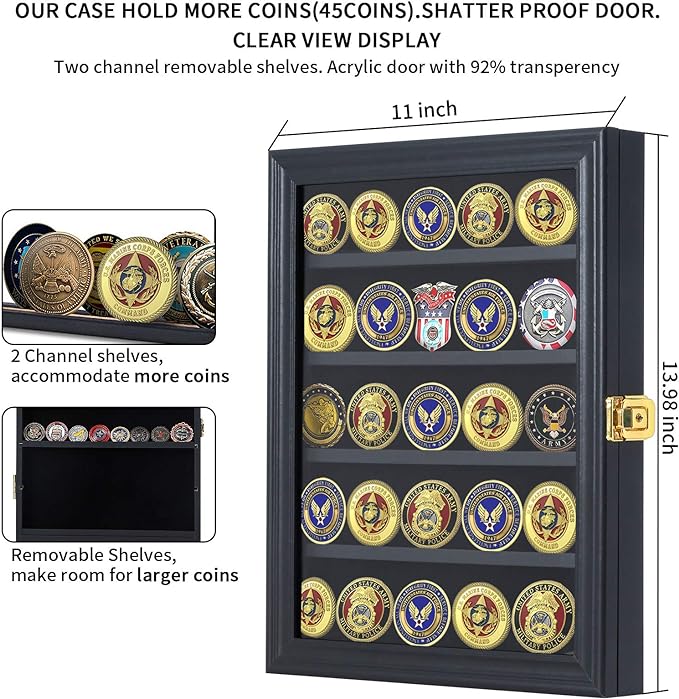 Jinchuan Military Challenge Coin Display Case Lockable Cabinet Rack Holder - Image 3