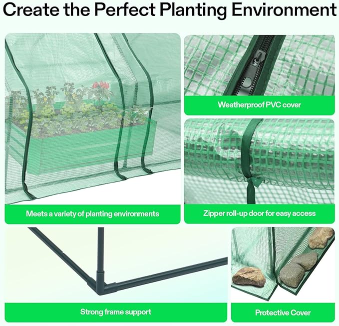 VIVOSUN Portable Mini Greenhouse 94.5x36x36-Inch Tunnels, PE Cover - Image 5
