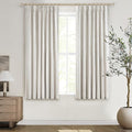 Short Linen Blackout Curtains for Bay Windows 45 Inch Length Bedroom/Living by QJMYDECO
