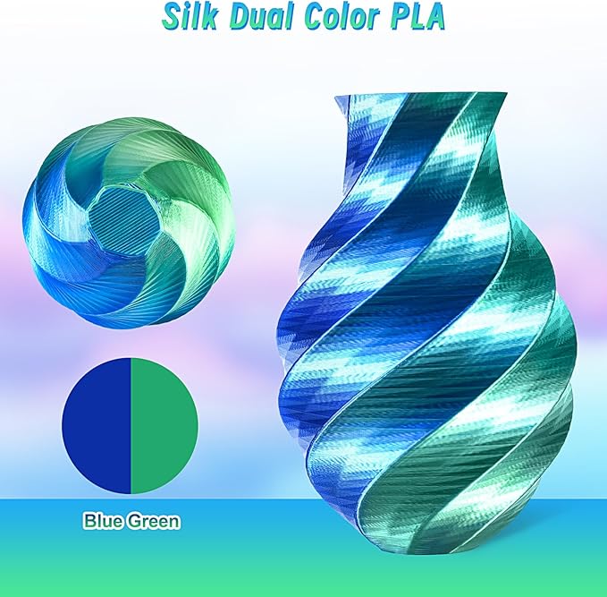 ERYONE Silk Dual Color PLA Filament 3D Printer 1.75mm +/- 0.03mm, Bicolor - Image 2