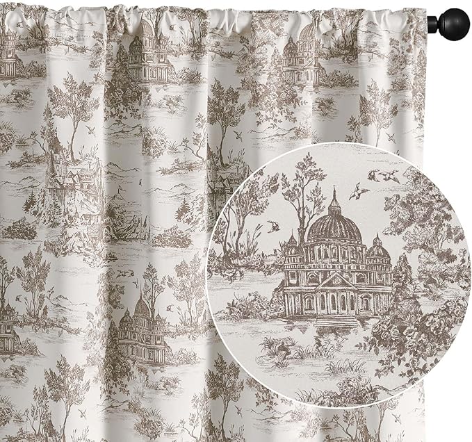 jinchan 95% Blackout Toile Curtains by JINCHAN