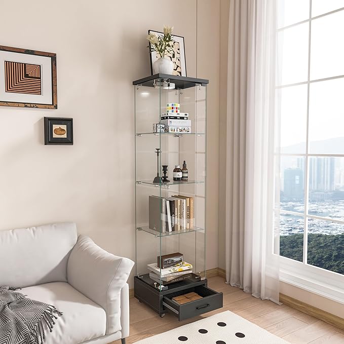 Yoluckea 4-Tier Glass Display Cabinet - Image 3
