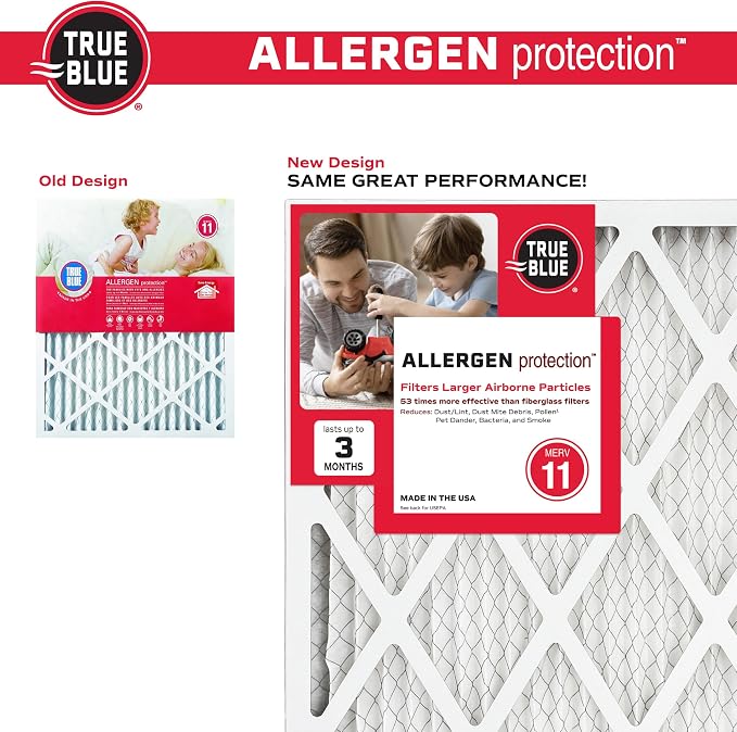 True Blue 20x24x1 MERV 11 Allergen Air Filter | Electrostatic Pleated HVAC - Image 3
