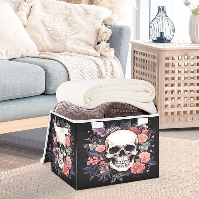 xigua Skull Storage Bins with Lids and Carrying Handle, Foldable Storage Boxes - Image 5