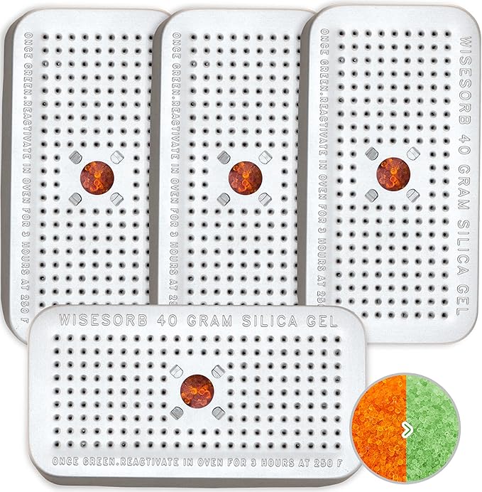 40 Gram Pack of 4 Silica Gel Canister, Gun Safe Dehumidifiers, Reusable by Wisesorb