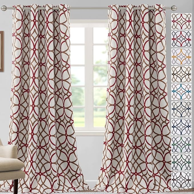 H.VERSAILTEX Blackout Curtains Printed Design 108 Inch Length 2 Panels Set by HVERSAILTEX