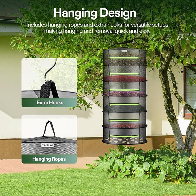 VIVOSUN 6-Layer Mesh Drying Rack Hanging Design - Image 3