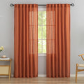 Autumn Burnt Orange Linen Back Tab Curtains 90 Inches Long 2 Panels by DONREN