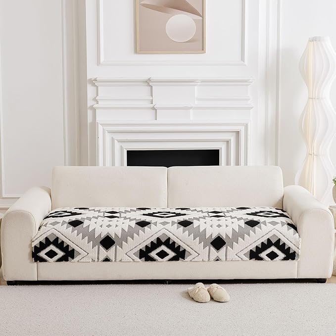 Boho Plush Couch Covers for Sofa Washable, Fuzzy Soft Couch Cover for Sectional - Image 3