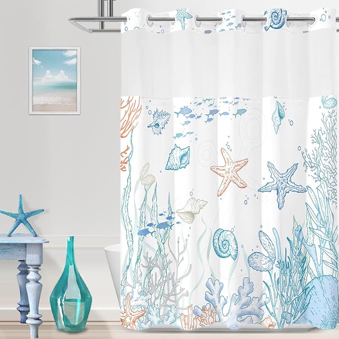 Long No Hook Shower Curtain by TWLSNCD