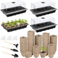 4 Pack Seed Starter Tray Kit, 120 Square Seed Peat Pots by Hahood
