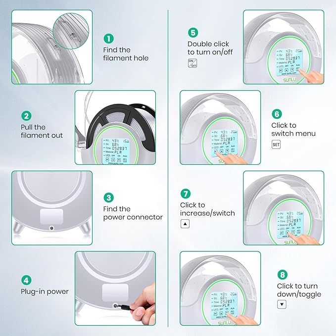 SUNLU Official Filament Dryer S2, Built-in Circulation Fan, 70℃ Max Temperature - Image 8