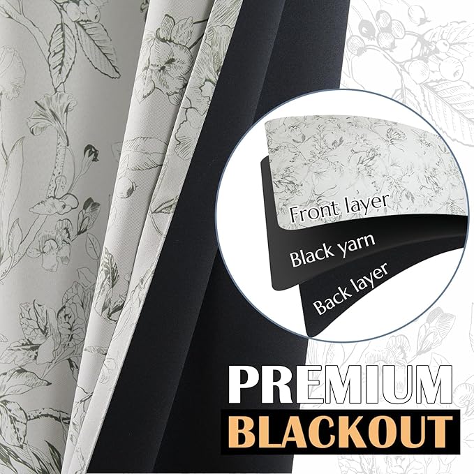 jinchan Floral 95% Blackout Curtains - Image 4