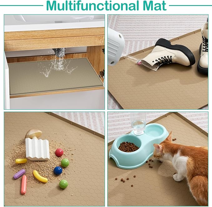 Waterproof Under Sink Mat 34" x 22", Silicone Cabinet Liner, Rubber Protector - Image 5