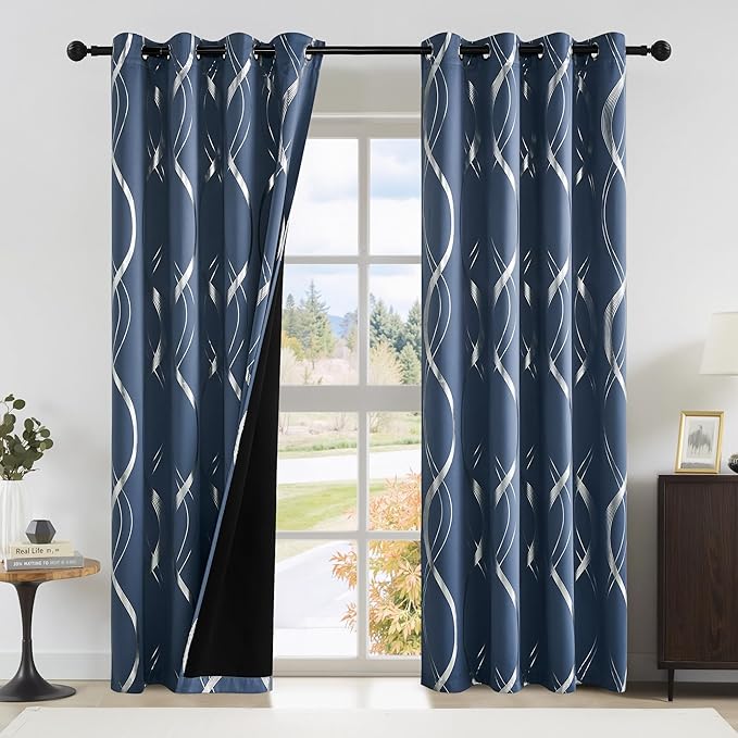 NICETOWN 100% Blackout Stone Blue Curtains by NICETOWN