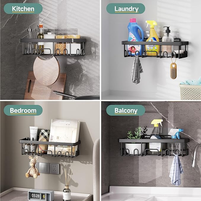 Veken Shower Caddy 6-Pack, Advanced Rustproof Design, No Drilling Adhesive - Image 7