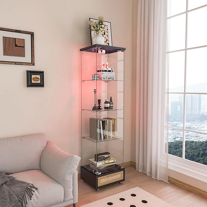 Yoluckea 4 Tiers Glass Display Cabinet - Image 7