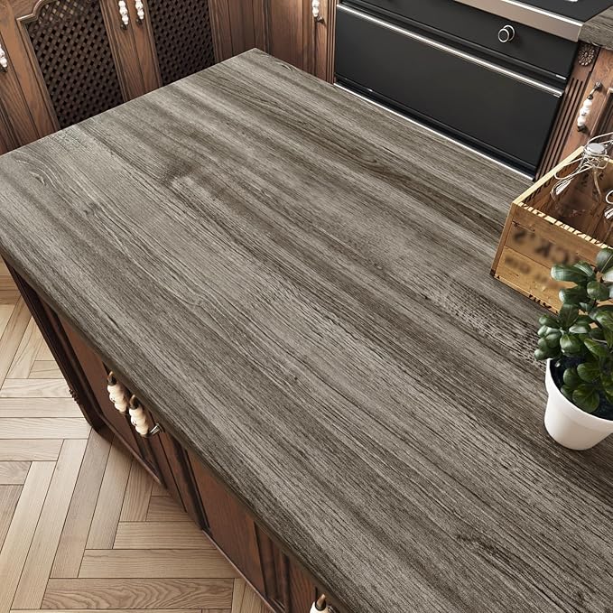 WESTICK Brown Wood Countertop Peel and Stick Wood Wallpaper Vintage Wood - Image 2