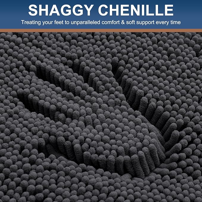 Smiry Luxury Chenille Toilet Rugs U-Shaped 24x20, Soft Absorbent Non-Slip - Image 3