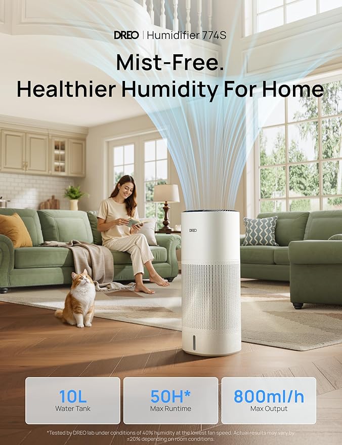 DREO Smart Evaporative Humidifier Large Room up to 1000ft², 800ml/h High Output - Image 2