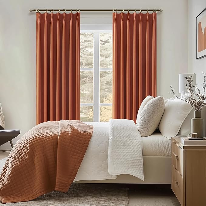 Fall Burnt Orange Curtains Blackout 54 Inches Long 2 Panels Set, Terracotta - Image 5