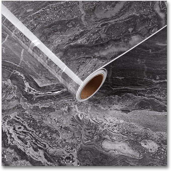 CRE8TIVE Dark Grey Silver Marble Contact Paper Waterproof 12"x354" Slate Marble by CRE8TIVE