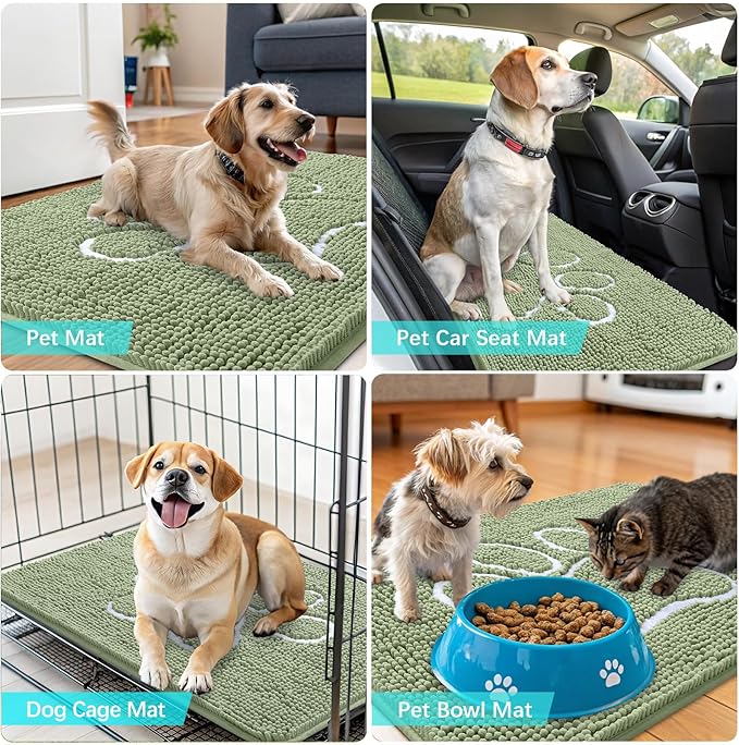 OLANLY Dog Door Mat for Muddy Paws 40x32, Paw Print Design, Absorbs Moisture - Image 7