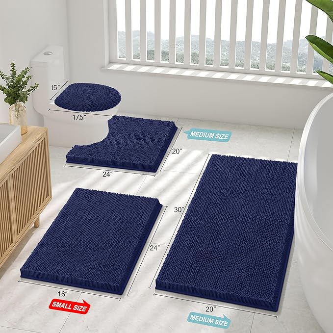 Smiry Luxury Chenille Bathroom Rugs 40x32, Extra Soft and Absorbent Shaggy Bath - Image 3