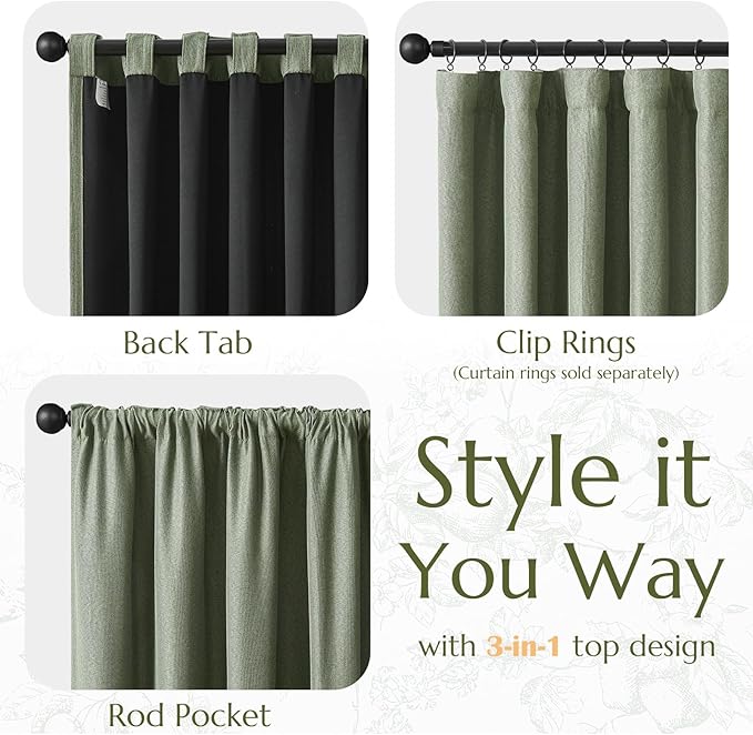 jinchan Faux Linen Blackout Curtains 96 Inch Length - Image 4