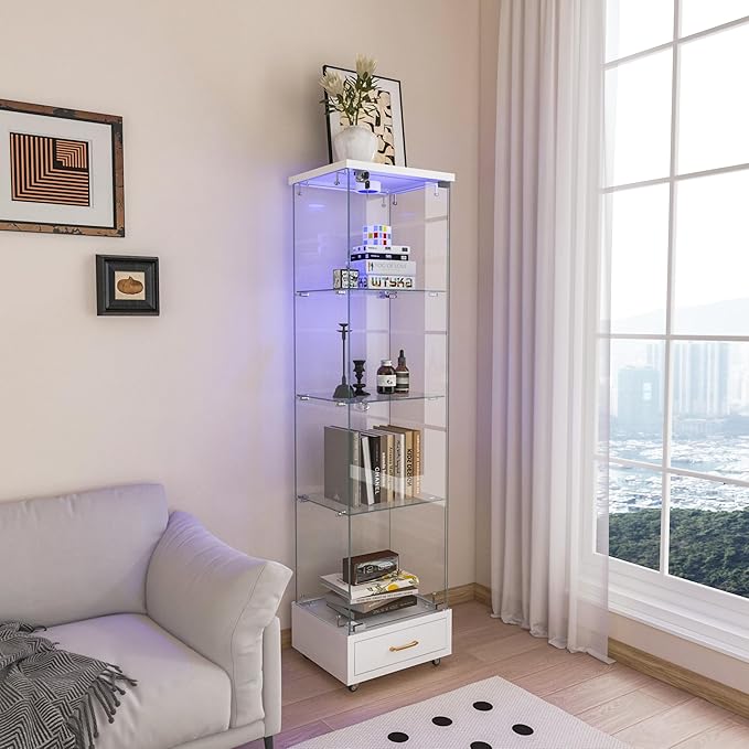 Yoluckea 4-Tier Glass Display Cabinet by Yoluckea