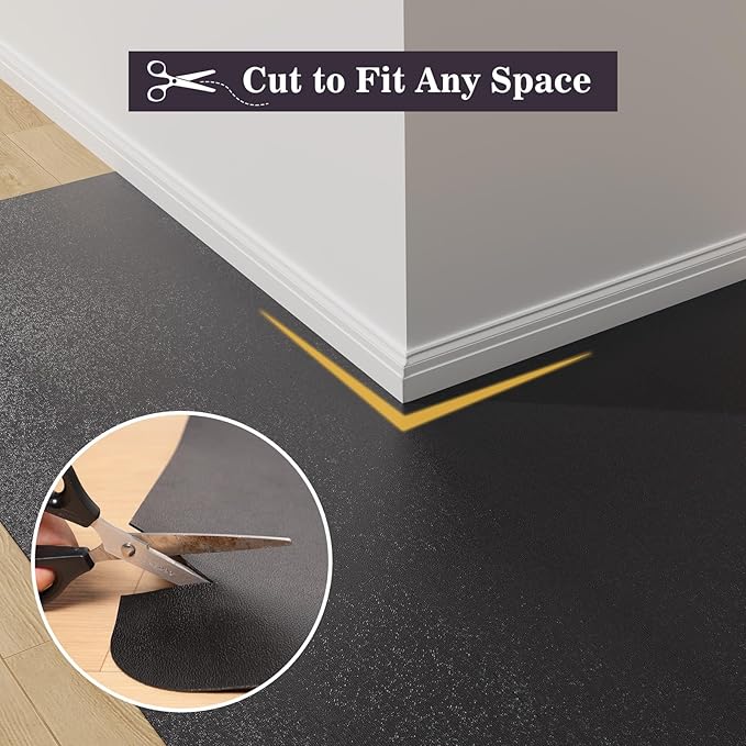 5'×8' Black Floor Mat for Under Dining Room Table, No Scratch Durable Plastic - Image 6