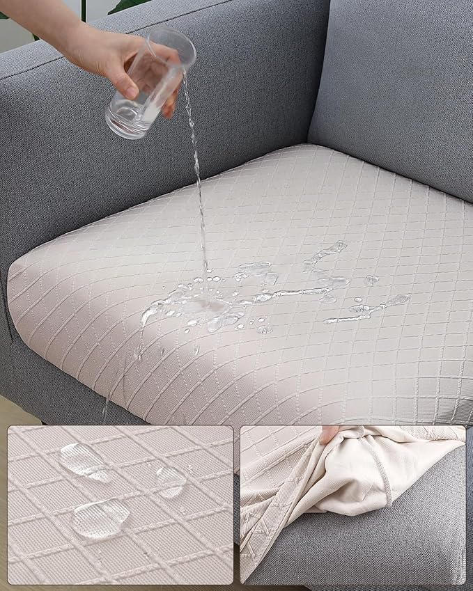 Fuloon Waterproof Seat Cushion Covers 2 PCS, Stretch Sofa Cushion Slipcovers - Image 5