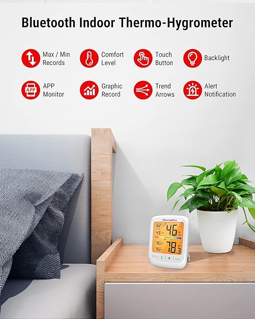 ThermoPro Bluetooth Hygrometer Thermometer, 260FT Wireless Remote Temp and - Image 2