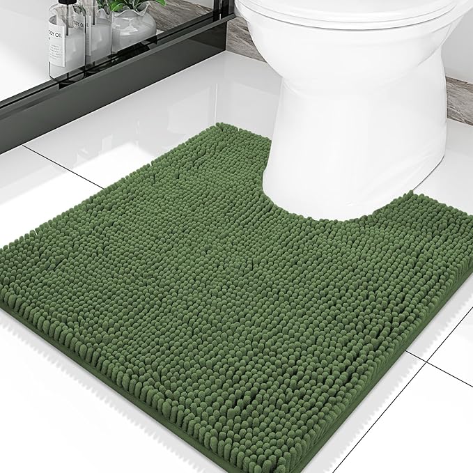 Smiry Luxury Chenille Toilet Rugs U-Shaped 20x20, Soft Absorbent Non-Slip by Smiry