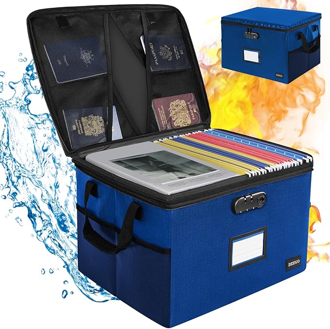 DEEGO File Box with Lock, Fireproof Document Box Organizer - Image 3