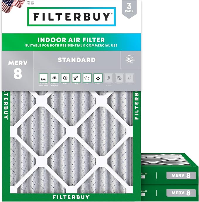 Filterbuy 10x17x2 Air Filter MERV 8 Essential Dust & Allergy Defense, by Filterbuy