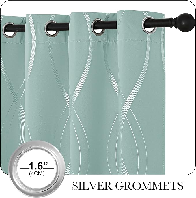 NICETOWN Aqua Blue Curtains 72 inch Long - Image 4