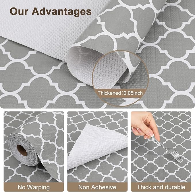 OcePor Non-Adhesive Drawer and Shelf Liner 12IN x 30FT，Non Slip Cabinet and - Image 4