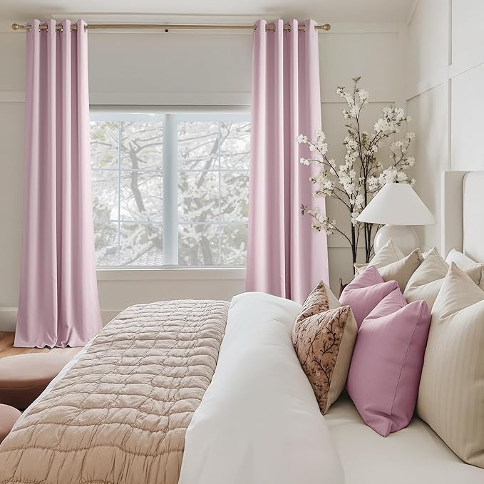 NICETOWN Room Darkening Draperies Curtains Panels, 2 Panels Baby Pink W52 x L84 - Image 2