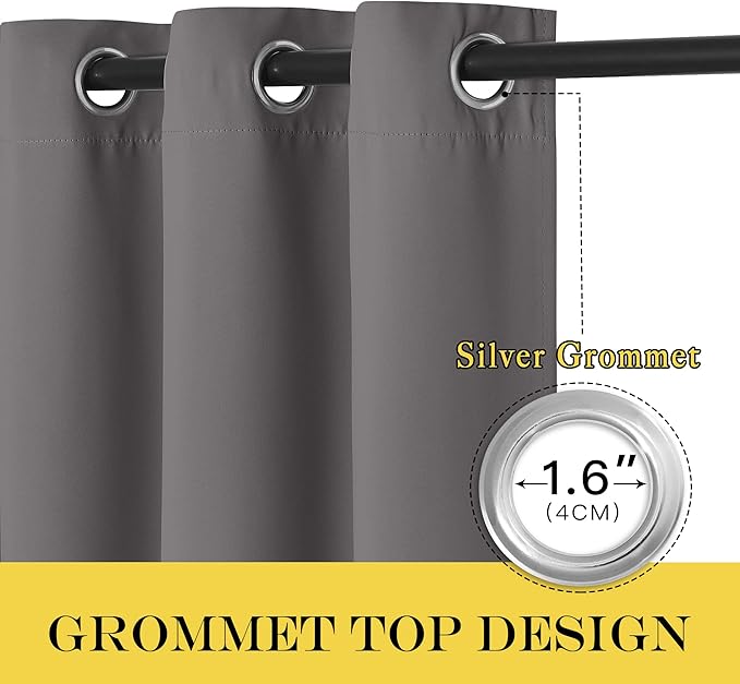 NICETOWN Short Blackout Grey Curtain - Image 2