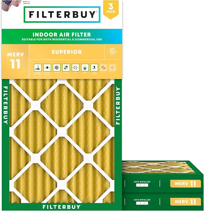 Filterbuy 16x25x2 Air Filter MERV 11 Superior Pet & Allergy Defense, by Filterbuy