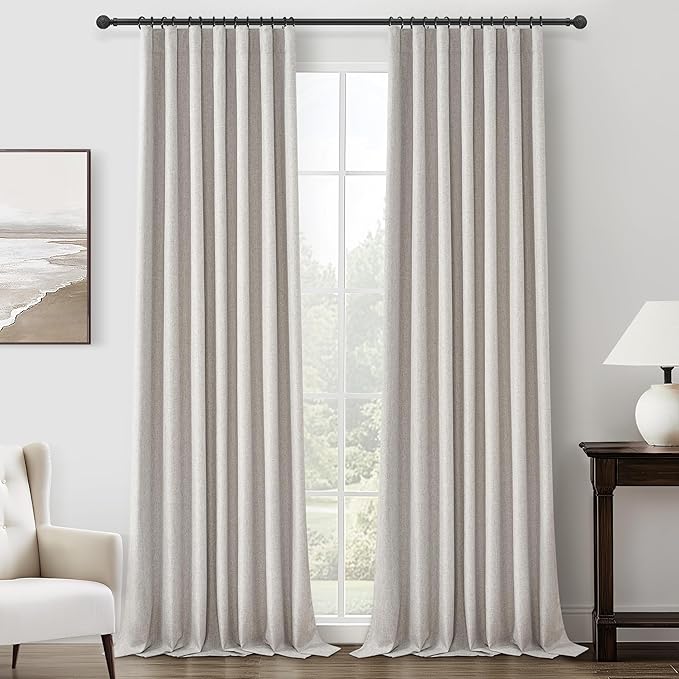 Light Brown Linen Floor to Ceiling Curtains by QJMYDECO