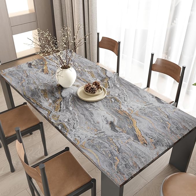 CRE8TIVE 24"x118" Gold Grey Marble Contact Paper Peel and Stick Countertops - Image 2
