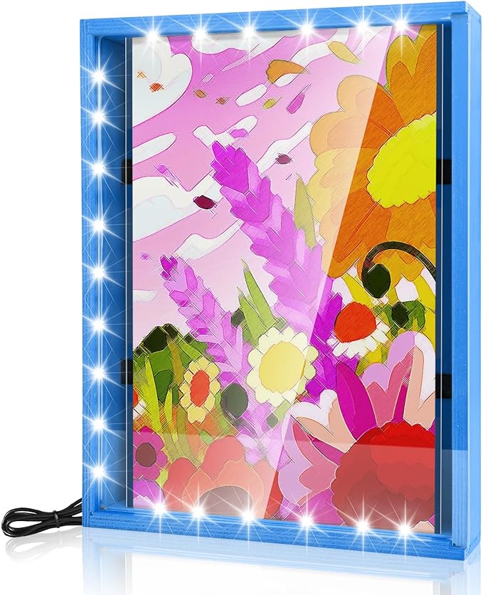 Dried Flowers Shadow Box with LED Light Dimmable Changeable Pictures Display - Image 4